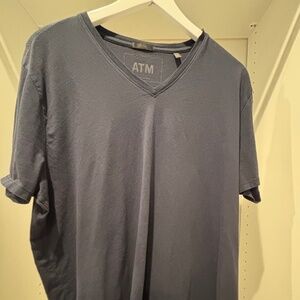 ATM  v neck, black t-shirt, XL